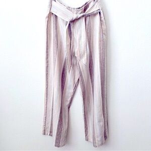 beachlunchlounge, Linen Cotton Brown White Tie Front Elastic Back Wide L…